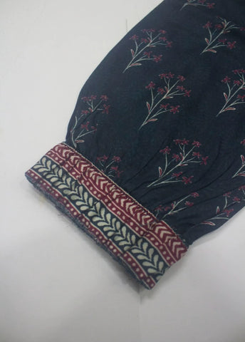 2 Piece Printed Stitched Navy Blue Color Lawn Shirt and Farshi Shalwar