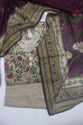 3 Piece Printed Stitched MultiColor Lawn Shirt with Trouser & Dupatta