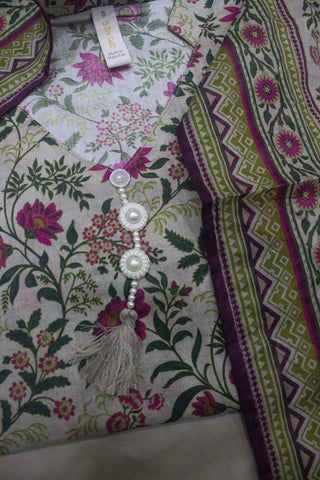 3 Piece Printed Stitched MultiColor Lawn Shirt with Trouser & Dupatta