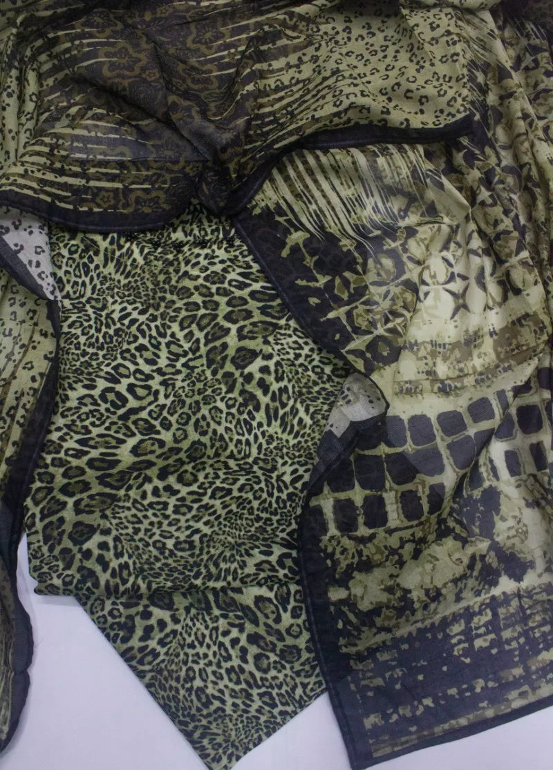 3 Piece Printed Stitched MultiColor Lawn Shirt with Farshi Shalwar & Dupatta