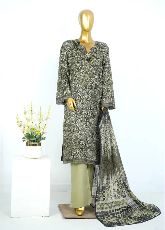 3 Piece Printed Stitched MultiColor Lawn Shirt with Trouser & Dupatta