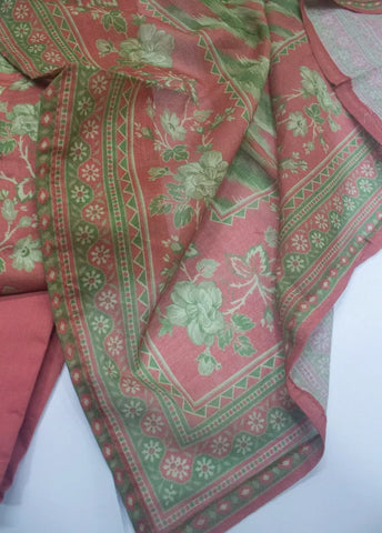 3 Piece Printed Stitched Peach Color Lawn Shirt with Trouser & Dupatta