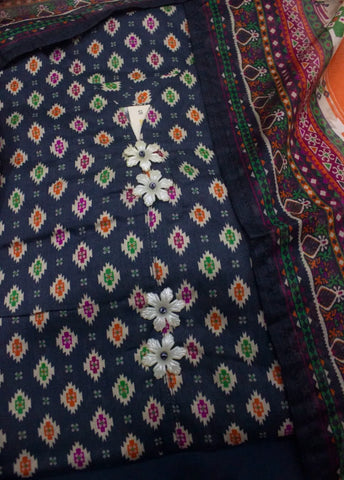 3 Piece Printed Stitched MultiColor Lawn Shirt with Trouser & Dupatta