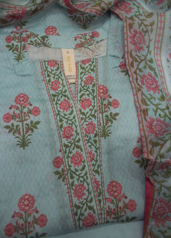 3 Piece Printed Stitched Pastel Blue Color Lawn Shirt with Trouser & Dupatta \