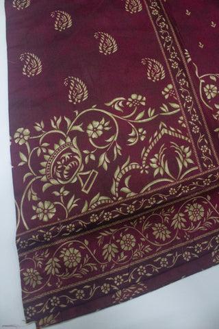 3 Piece Printed Stitched Maroon Color Lawn Shirt with Trouser & Dupatta