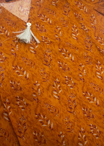 2 Piece Printed Stitched Honey Orange Color Lawn Shirt and Farshi Shalwar