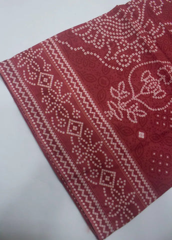 3 Piece Printed Stitched Red Color Lawn Shirt with Trouser & Dupatta