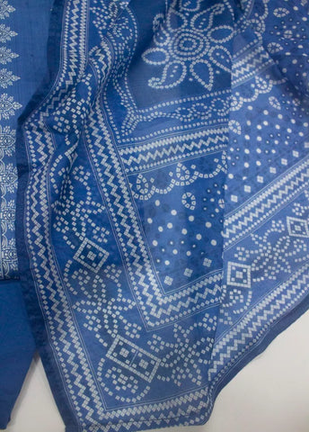 3 Piece Printed Stitched Ink Blue Color Lawn Shirt with Trouser & Dupatta