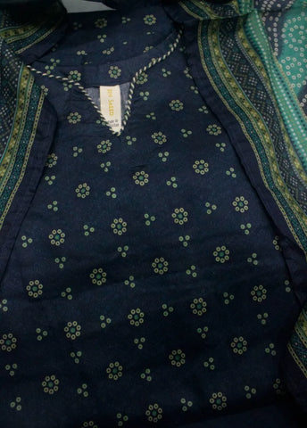 3 Piece Printed Stitched Navy Blue Color Lawn Shirt with Trouser & Dupatta
