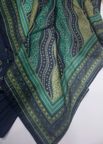 3 Piece Printed Stitched Navy Blue Color Lawn Shirt with Trouser & Dupatta