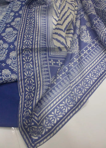 3 Piece Printed Stitched Navy Blue Color Lawn Shirt with Trouser & Dupatta