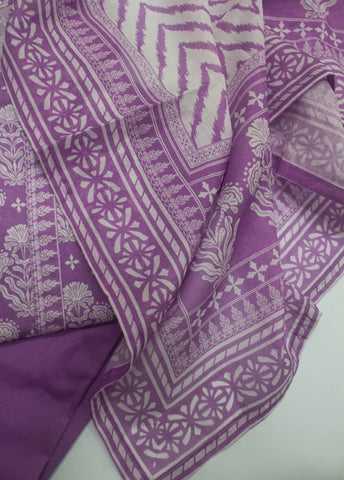 3 Piece Printed Stitched Lilac Color Lawn Shirt with Trouser & Dupatta