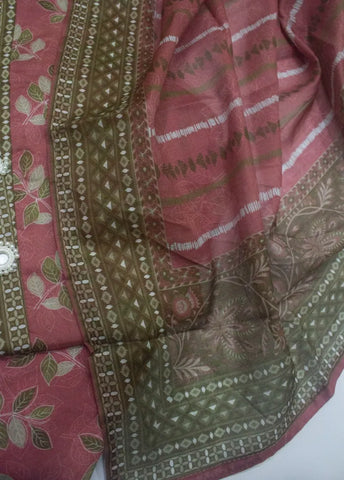 3 Piece Printed Stitched Candy Pink Color Lawn Shirt with Farshi Shalwar & Dupatta
