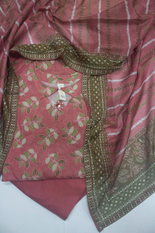 3 Piece Printed Stitched Punch Pink Color Lawn Shirt with Trouser & Dupatta