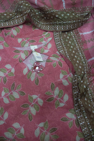 3 Piece Printed Stitched Punch Pink Color Lawn Shirt with Trouser & Dupatta