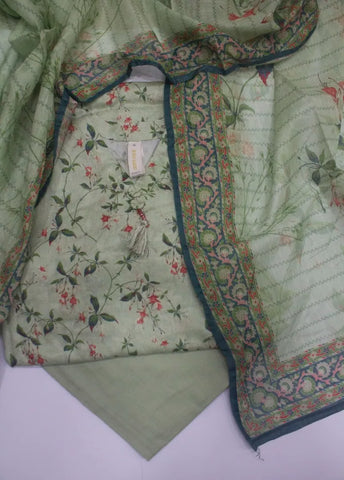 3 Piece Printed Stitched Mint Green Color Lawn Shirt with Trouser & Dupatta