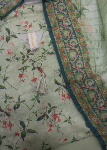 3 Piece Printed Stitched Mint Green Color Lawn Shirt with Trouser & Dupatta