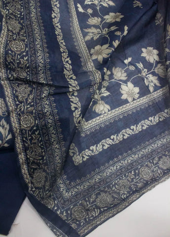 3 Piece Printed Stitched Navy Blue Color Lawn Shirt with Trouser & Dupatta