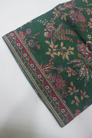 3 Piece Printed Stitched Bottle Green Color Lawn Shirt with Trouser & Dupatta