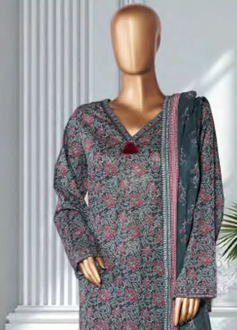 3 Piece Printed Teal Color Lawn Shirt with Trouser & Dupatta