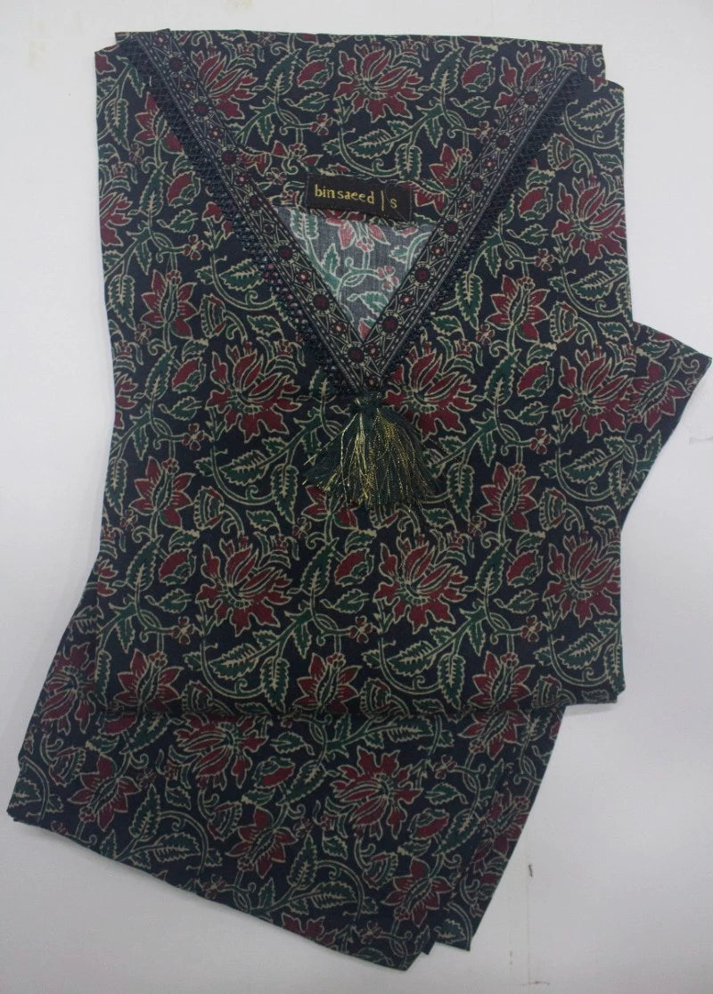 2 Piece Printed Stitched MultiColor Lawn Shirt and Farshi Shalwar