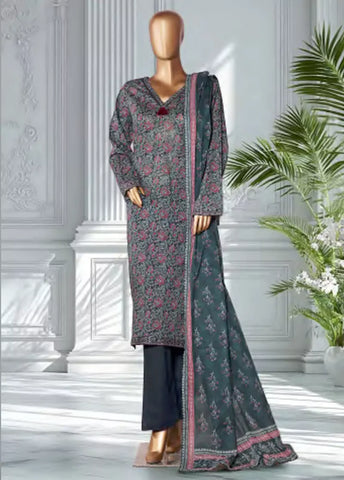 3 Piece Printed Teal Color Lawn Shirt with Trouser & Dupatta