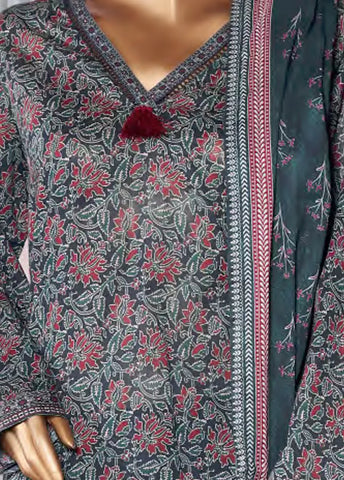 3 Piece Printed Teal Color Lawn Shirt with Trouser & Dupatta