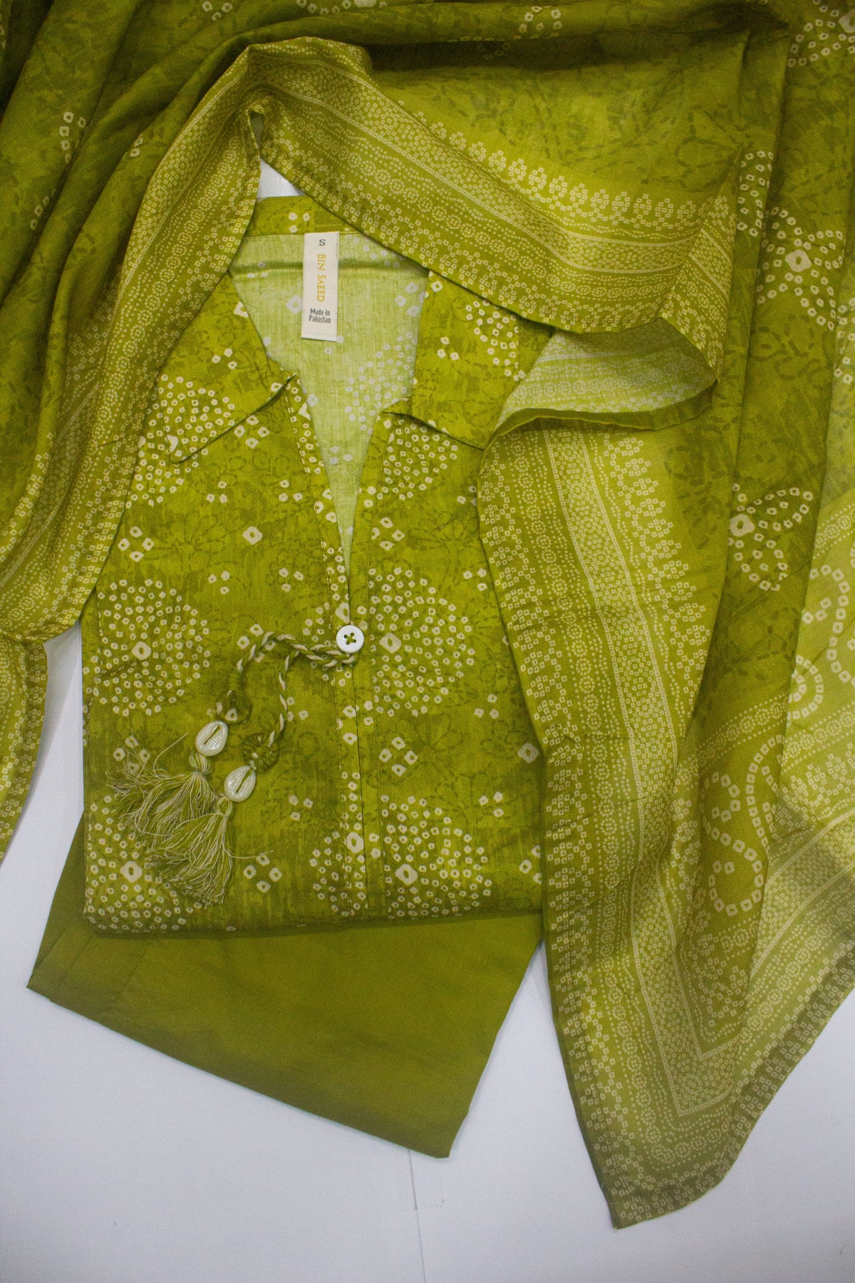 3 Piece Printed Stitched Parrot Green Color Lawn Shirt with Trouser & Dupatta