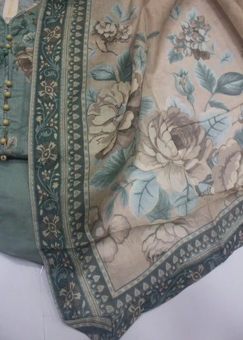 3 Piece Printed Stitched Steel Blue Color Lawn Shirt with Trouser & Dupatta