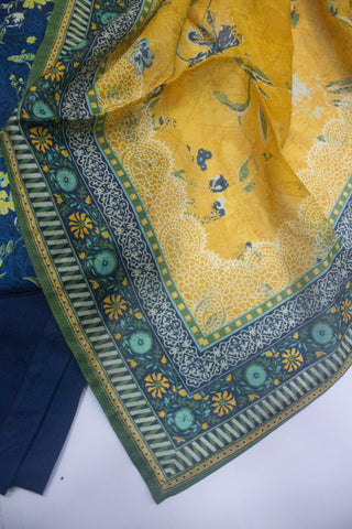 3 Piece Printed Stitched Navy Blue Color Lawn Shirt with Trouser & Dupatta
