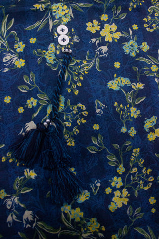 3 Piece Printed Stitched Navy Blue Color Lawn Shirt with Trouser & Dupatta