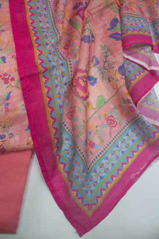 3 Piece Printed Stitched Pink Color Lawn Shirt with Trouser & Dupatta
