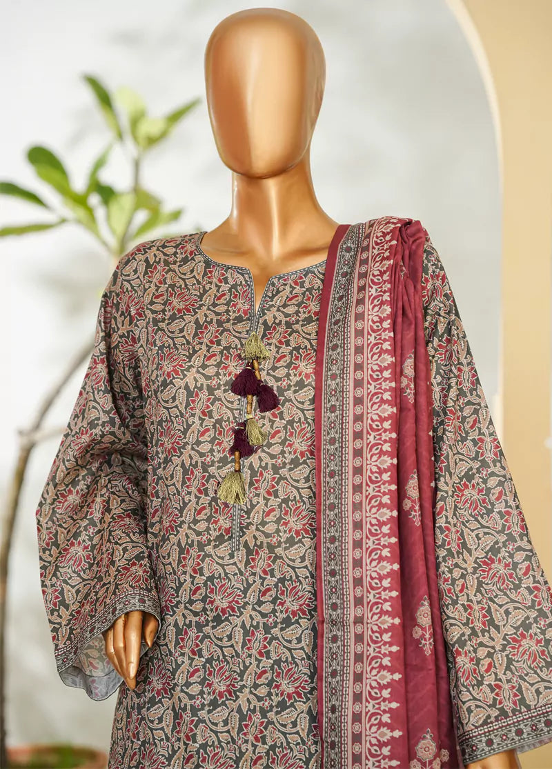 3 Piece Printed MultiColor Lawn Shirt with Trouser & Dupatta