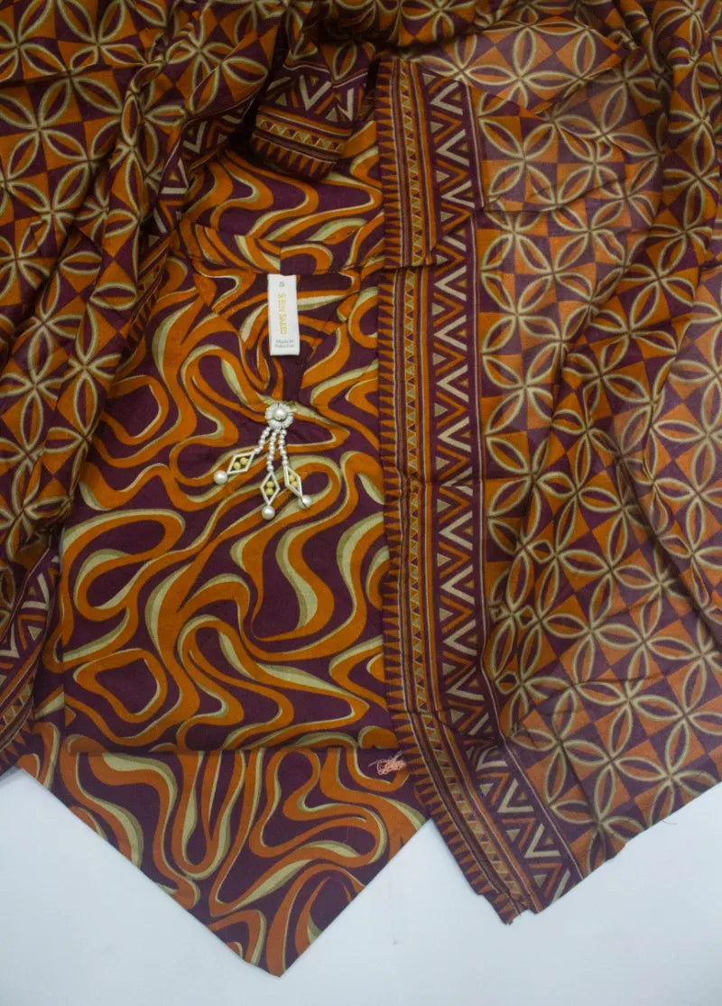 3 Piece Printed Stitched MultiColor Lawn Shirt with Trouser & Dupatta