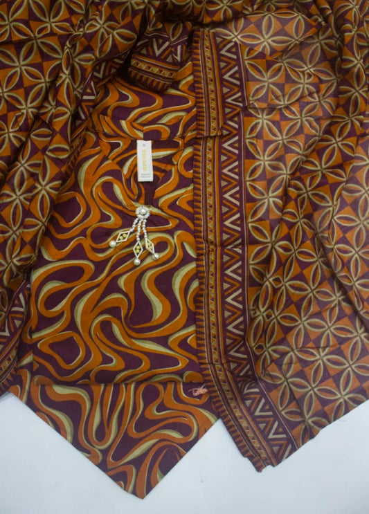 3 Piece Printed Stitched MultiColor Lawn Shirt with Trouser & Dupatta