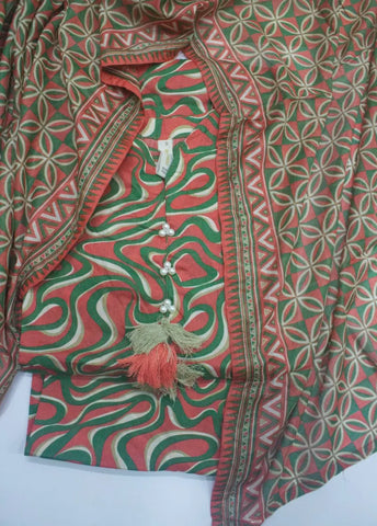 3 Piece Printed Stitched MultiColor Lawn Shirt with Trouser & Dupatta