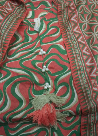 3 Piece Printed Stitched MultiColor Lawn Shirt with Trouser & Dupatta