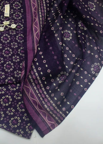 3 Piece Printed Stitched Purple Color Lawn Shirt with Trouser & Dupatta