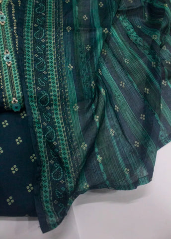 3 Piece Printed Stitched Navy Blue Color Lawn Shirt with Trouser & Dupatta