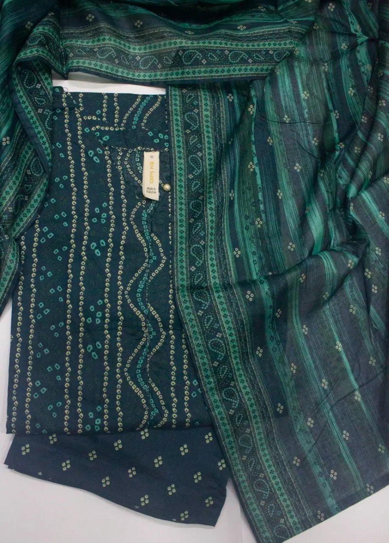 3 Piece Printed Stitched Navy Blue Color Lawn Shirt with Trouser & Dupatta