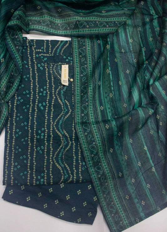 3 Piece Printed Stitched Navy Blue Color Lawn Shirt with Trouser & Dupatta