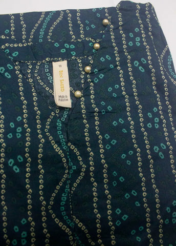 3 Piece Printed Stitched Navy Blue Color Lawn Shirt with Trouser & Dupatta
