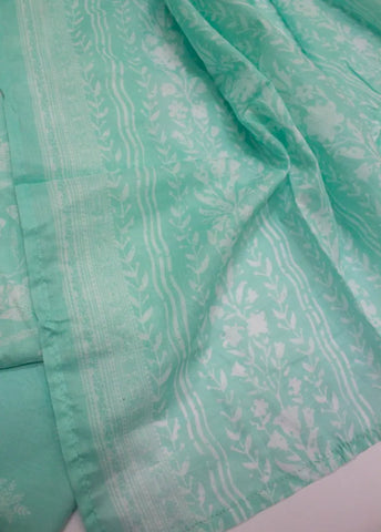 3 Piece Printed Stitched Turquoise Color Lawn Shirt with Trouser & Dupatta