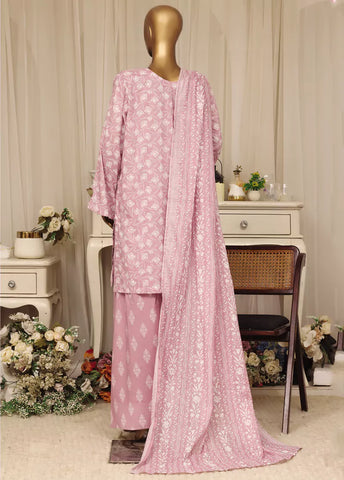 3 Piece Printed Stitched Lilac Color Lawn Shirt with Farshi Shalwar & Dupatta