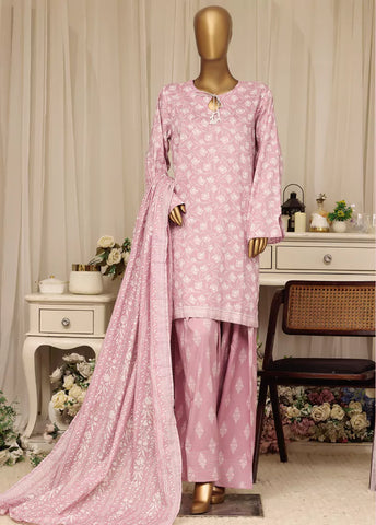 3 Piece Printed Stitched Lilac Color Lawn Shirt with Farshi Shalwar & Dupatta