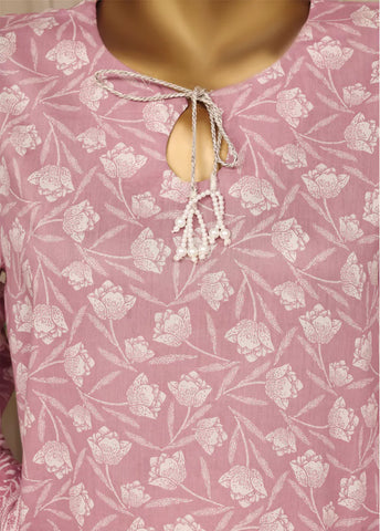 3 Piece Printed Stitched Lilac Color Lawn Shirt with Farshi Shalwar & Dupatta