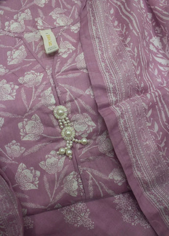 3 Piece Printed Stitched Lilac Color Lawn Shirt with Trouser & Dupatta