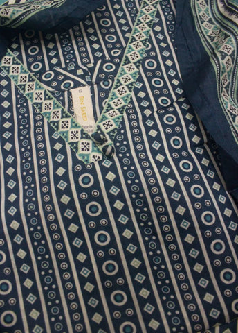 3 Piece Printed Stitched Blue & White Color Lawn Shirt with Trouser & Dupatta