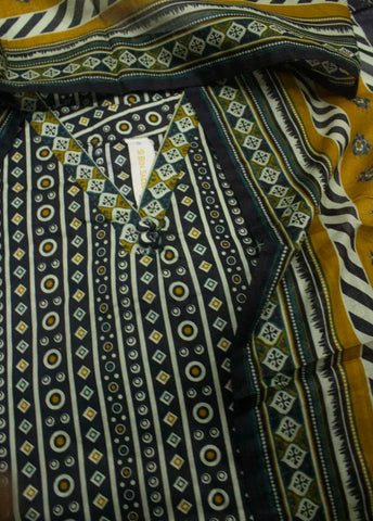 3 Piece Printed Stitched MultiColor Lawn Shirt with Farshi Shalwar & Dupatta