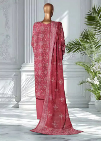 3 Piece Printed Coral Pink Color Lawn Shirt with Trouser & Dupatta